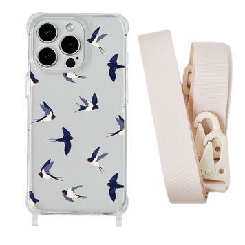 Чехол прозрачный с ремешком Print Happy Nice для iPhone X | XS Swallows/Antique White - ash-mobile.com.ua - фото 1