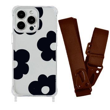 Чохол прозорий з ремінцем Print Flower Color для iPhone XS MAX Black/Brown - ash-mobile.com.ua - фото 1
