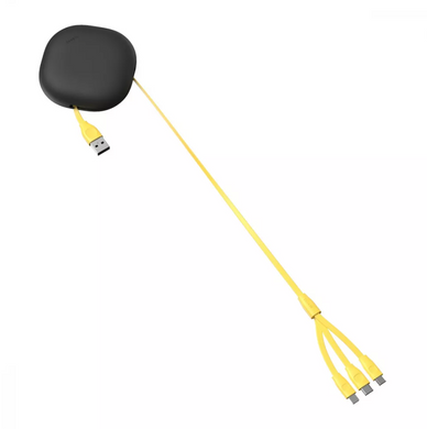 Кабель Baseus Lets Go Little Reunion One-Way Stretchable 3 in 1 USB (Micro-USB+Lightning+Type-C) 3A (0.85m) Yellow купити