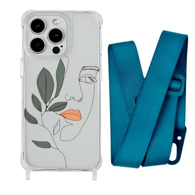 Чехол прозрачный с ремешком Print Leaves для iPhone XR Face/Forest Green - ash-mobile.com.ua - фото 1