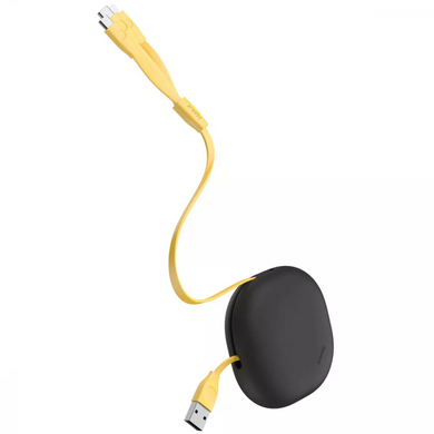 Кабель Baseus Lets Go Little Reunion One-Way Stretchable 3 in 1 USB (Micro-USB+Lightning+Type-C) 3A (0.85m) Yellow купити