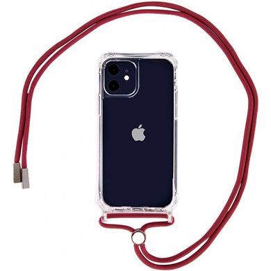 Чехол Crossbody Transparent со шнурком для iPhone 12 MINI Marsala купить