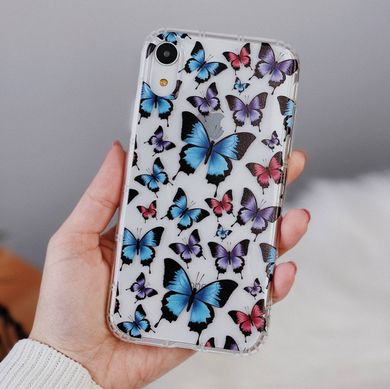 Чохол прозорий Print Butterfly для iPhone XR Blue купити