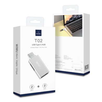 Перехідник для Macbook USB-C хаб WIWU T02 Adaptor Silver купити