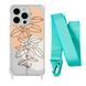 Чехол прозрачный с ремешком Print Leaves для iPhone 13 PRO MAX Flowerpot/Spearmint
