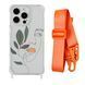 Чохол прозорий з ремінцем Print Leaves для iPhone 13 PRO MAX Face/Orange