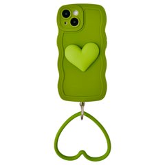Чохол Хвилястий з тримачем серцем для iPhone 15 Green
