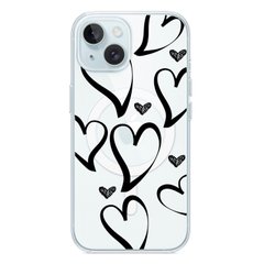Чохол прозорий Print Love Kiss with MagSafe для iPhone 13 MINI Heart Black