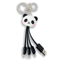 Кабель ASH Happy 3 in 1 USB (Micro-USB+Lightning+Type-C) Panda Black купити