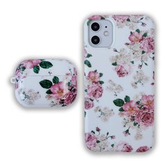 Комплект Beautiful Flowers для iPhone 12 + Чохол для AirPods PRO Ніжні троянди