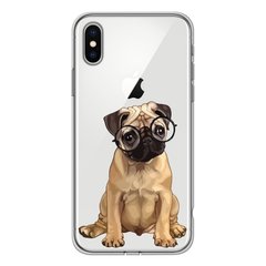 Чохол прозорий Print Dogs для iPhone XS MAX Glasses Pug купити