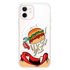Чохол прозорий Print FOOD with MagSafe для iPhone 12 MINI Burger eat купити