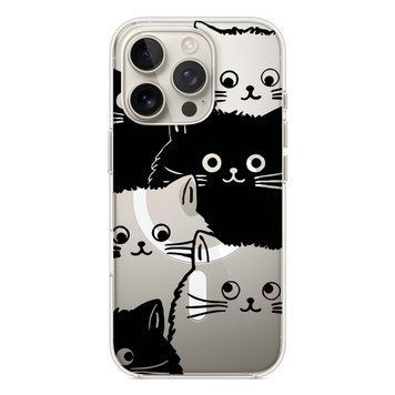 Чохол прозорий Print Animals with MagSafe для iPhone 17 PRO MAX Cats Black/White