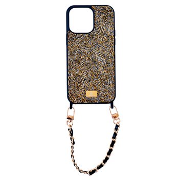 Чехол Bling World Grainy Diamonds с ремешком для iPhone 14 PRO Gold/Silver - ash-mobile.com.ua - фото 1