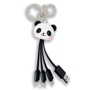 Кабель ASH Happy 3 in 1 USB (Micro-USB+Lightning+Type-C) Panda Black - ash-mobile.com.ua - фото 1