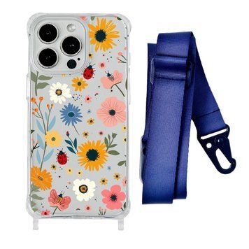 Чехол прозрачный с ремешком Print Flower для iPhone X | XS Sunflower/Midnight Blue - ash-mobile.com.ua - фото 1