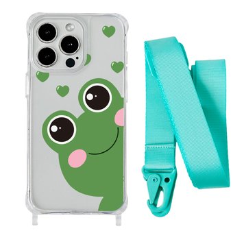 Чохол прозорий з ремінцем Print Happy Nice для iPhone 15 Plus Frog/Spearmint - ash-mobile.com.ua - фото 1