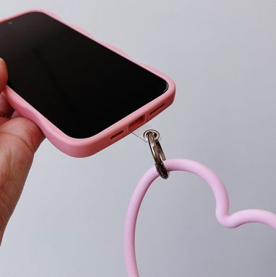 Чехол Волнистый с держателем сердцем для iPhone 15 Pink