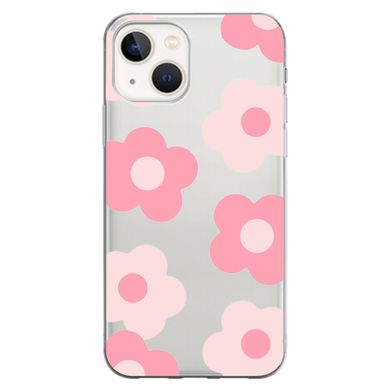 Чохол прозорий Print Flower Color для iPhone 13 MINI Pink