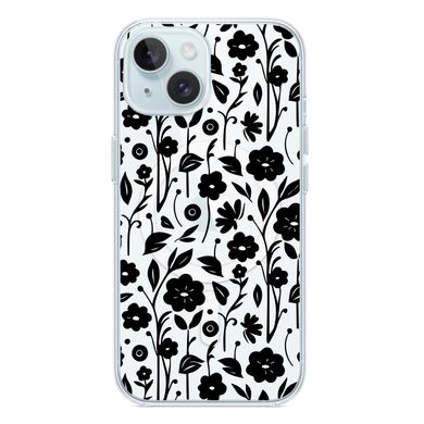 Чохол прозорий Print Flower with MagSafe для iPhone 13 Floral Black - ash-mobile.com.ua - фото 1