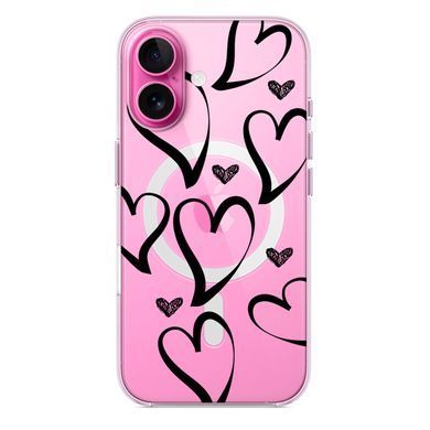 Чехол прозрачный Print Love Kiss with MagSafe для iPhone 17 Heart Black