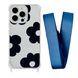 Чехол прозрачный с ремешком Print Flower Color для iPhone 7 | 8 | SE 2 | SE 3 Black/Blue Cobalt