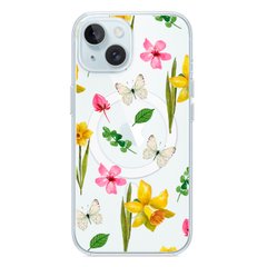 Чехол прозрачный Print Butterfly with MagSafe для iPhone 15 White