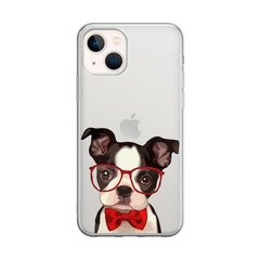 Чохол прозорий Print Dogs для iPhone 13 MINI Glasses Bulldog Red