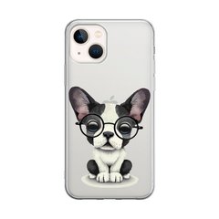 Чехол прозрачный Print Dogs для iPhone 15 Plus Glasses Bulldog Black