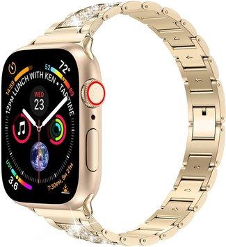 Ремінець 3-bead Diamond Metal Band для Apple Watch 38mm | 40mm | 41mm Light Gold - ash-mobile.com.ua - фото 1