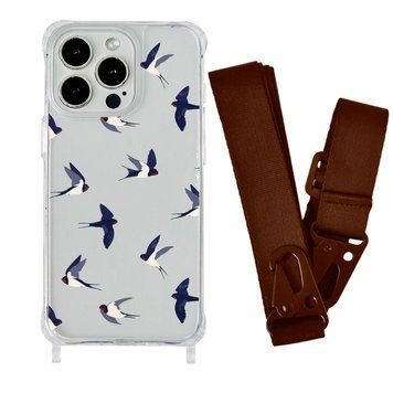 Чехол прозрачный с ремешком Print Happy Nice для iPhone 16 PRO MAX Swallows/Brown - ash-mobile.com.ua - фото 1