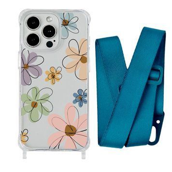 Чехол прозрачный с ремешком Print Flower для iPhone X | XS Spring Breeze/Forest Green - ash-mobile.com.ua - фото 1