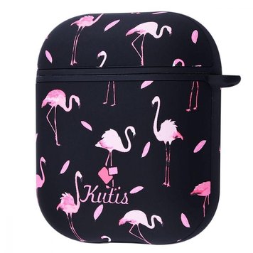 Чохол Kutis для AirPods 1 | 2 Black/Pink Flamingos - ash-mobile.com.ua - фото 1