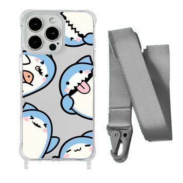 Чехол прозрачный с ремешком Print Shark для iPhone 14 PRO Shark More/Silver - ash-mobile.com.ua - фото 1