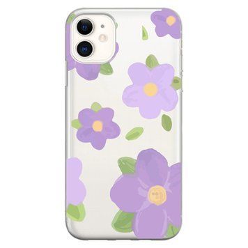 Чохол прозорий Print Flower Color для iPhone 12 MINI Purple - ash-mobile.com.ua - фото 1