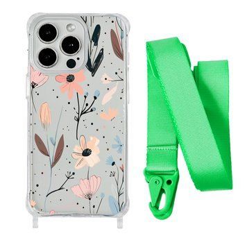 Чохол прозорий з ремінцем Print Flower для iPhone X | XS Floral Dream/Lime Green - ash-mobile.com.ua - фото 1