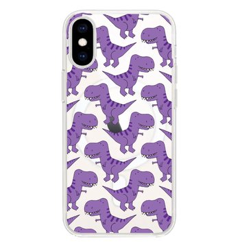 Чехол прозрачный Print Dinosaur with MagSafe для iPhone X | XS Purple - ash-mobile.com.ua - фото 1