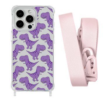 Чохол прозорий з ремінцем Print Dinosaur для iPhone 13 PRO MAX Dinosaur/Pink Sand - ash-mobile.com.ua - фото 1