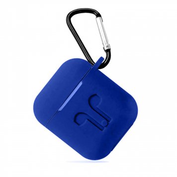 Чохол силіконовий LOGO з карабіном для AirPods 1 | 2 Deep-Blue - ash-mobile.com.ua - фото 1