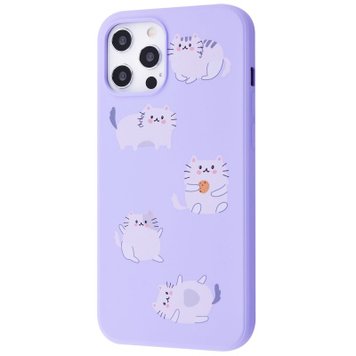 Чохол WAVE Fancy Case для iPhone 12 | 12 PRO Fluffy Cats Glycine - ash-mobile.com.ua - фото 1