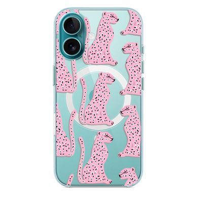 Чохол прозорий Print Meow with MagSafe для iPhone 17 Leopard Pink