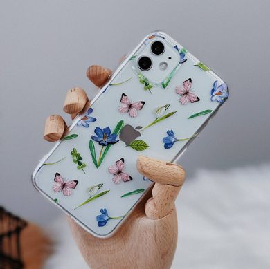 Чохол прозорий Print Butterfly для iPhone 15 Plus Pink/White