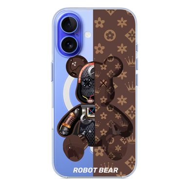 Чехол прозрачный Print Robot Bear with MagSafe для iPhone 16 Brown - ash-mobile.com.ua - фото 5