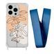 Чехол прозрачный с ремешком Print Leaves для iPhone 13 PRO MAX Flowerpot/Blue Cobalt