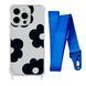 Чехол прозрачный с ремешком Print Flower Color для iPhone X | XS Black/Blue