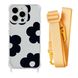 Чехол прозрачный с ремешком Print Flower Color для iPhone 14 PRO Black/Yellow