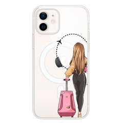 Чохол прозорий Print Adventure Girls with MagSafe для iPhone 11 Pink Bag купити