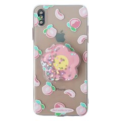 Чехол Popsocket Flower Peach Case для iPhone XS MAX Clear Pink купить