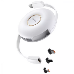 Кабель Baseus Zinc Magnetic 3 in 1 Safe Fast Charging Retractable Type-C (Micro-USB+Lightning+Type-C) 60W (1m) White купити