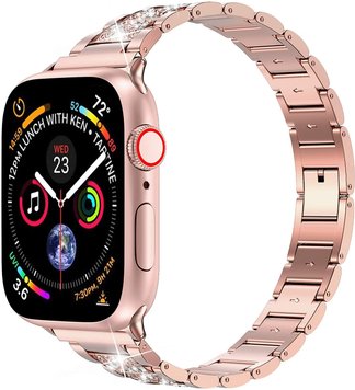 Ремінець 3-bead Diamond Metal Band для Apple Watch 38mm | 40mm | 41mm Rose Gold - ash-mobile.com.ua - фото 1